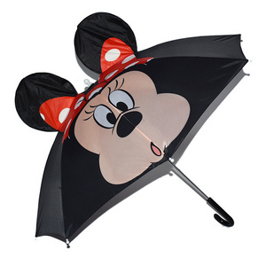 FINE OCEAN  21inch Kids Character Umbrella  Straight Umbrella With Ear and Plastic Handle