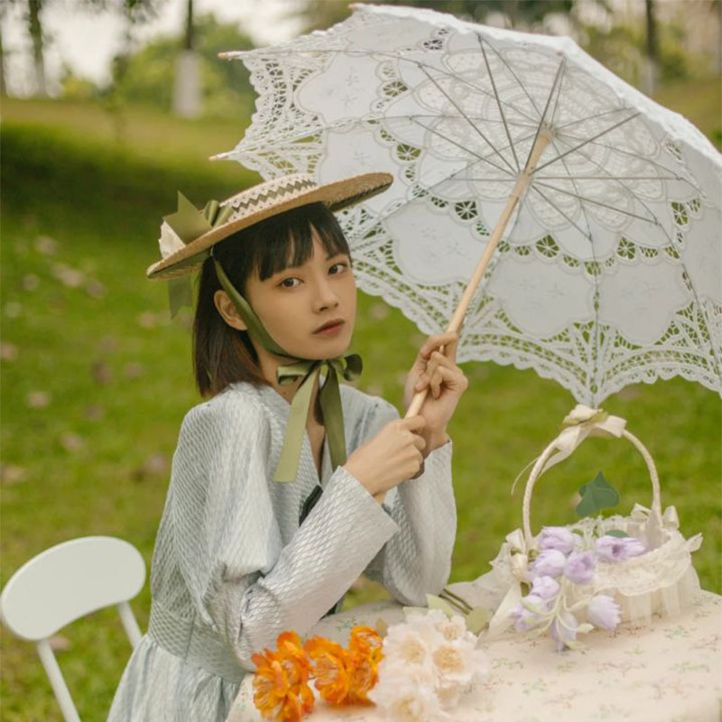 FINE OCEAN Victorian Party Gifts Handmade Favor Wedding Decoration Lace Umbrella Battenburg Lace Parasol Umbrella