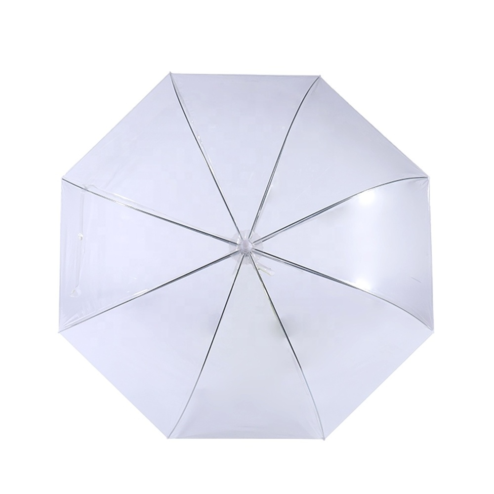 FINE OCEAN straight 23 inch see through clear POE material transparent umbrella for Japanese