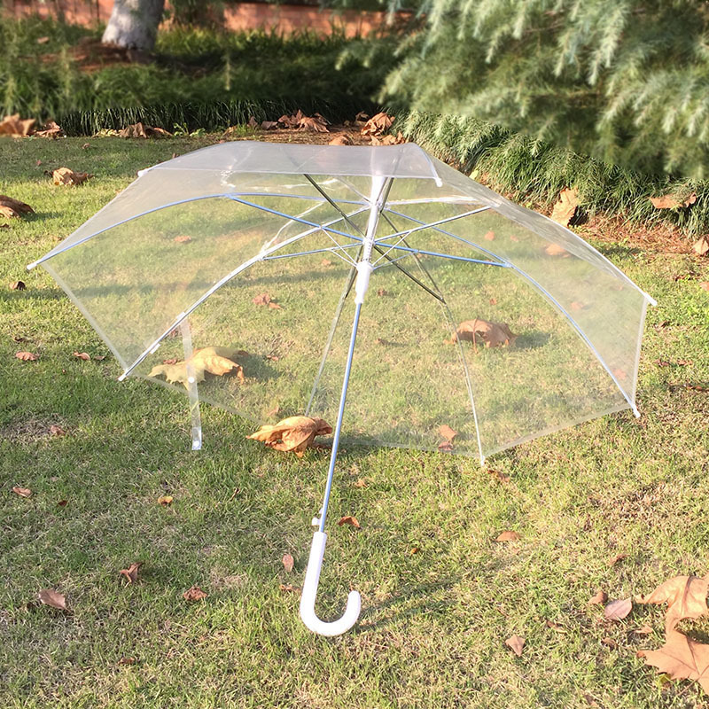 FINE OCEAN straight 23 inch see through clear POE material transparent umbrella for Japanese