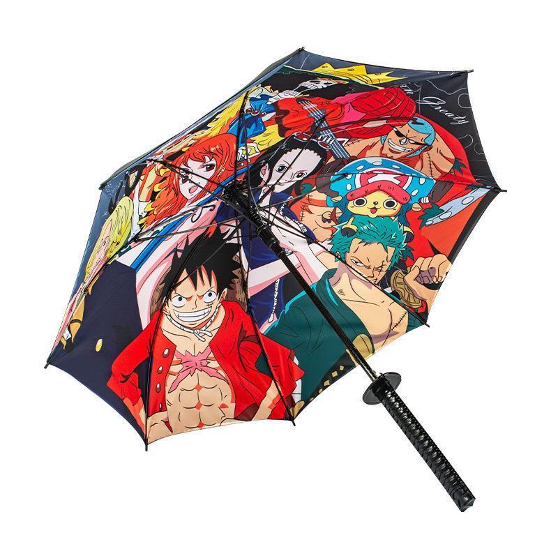 FINE OCEAN  Creative Long Handle Large Windproof Samurai Sword Umbrella Japanese Sun Rain Straight Umbrella Automatic Open