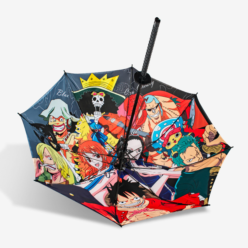 FINE OCEAN  Creative Long Handle Large Windproof Samurai Sword Umbrella Japanese Sun Rain Straight Umbrella Automatic Open