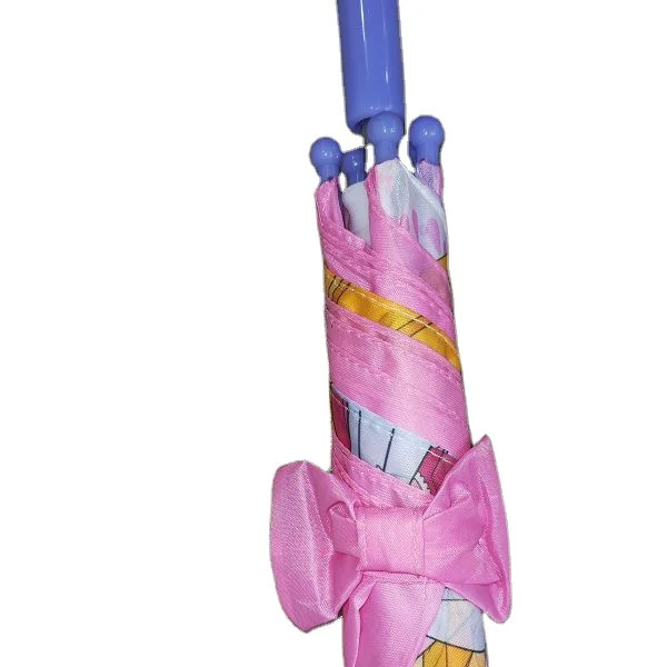 FINE OCEAN New Cartoon Rain Straight Girl Kid Child Umbrella With Butterfly Tie Strap For Sale