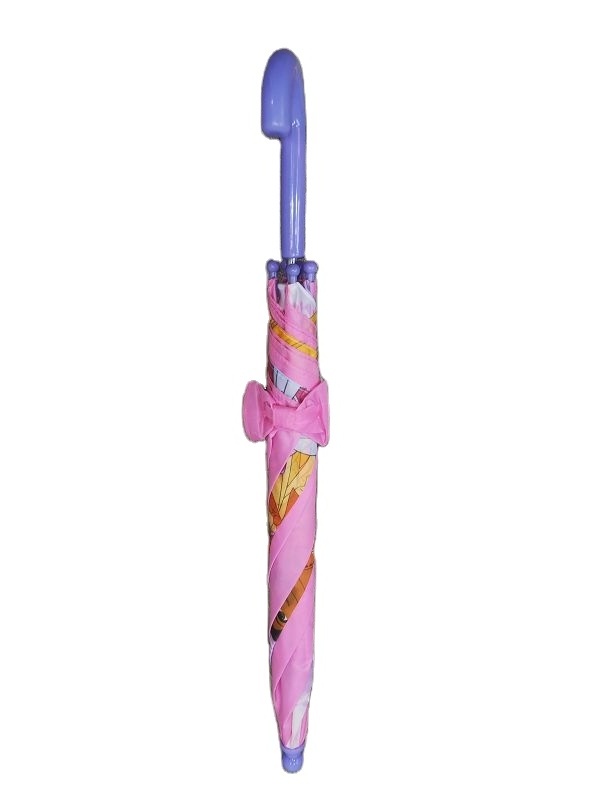 FINE OCEAN New Cartoon Rain Straight Girl Kid Child Umbrella With Butterfly Tie Strap For Sale