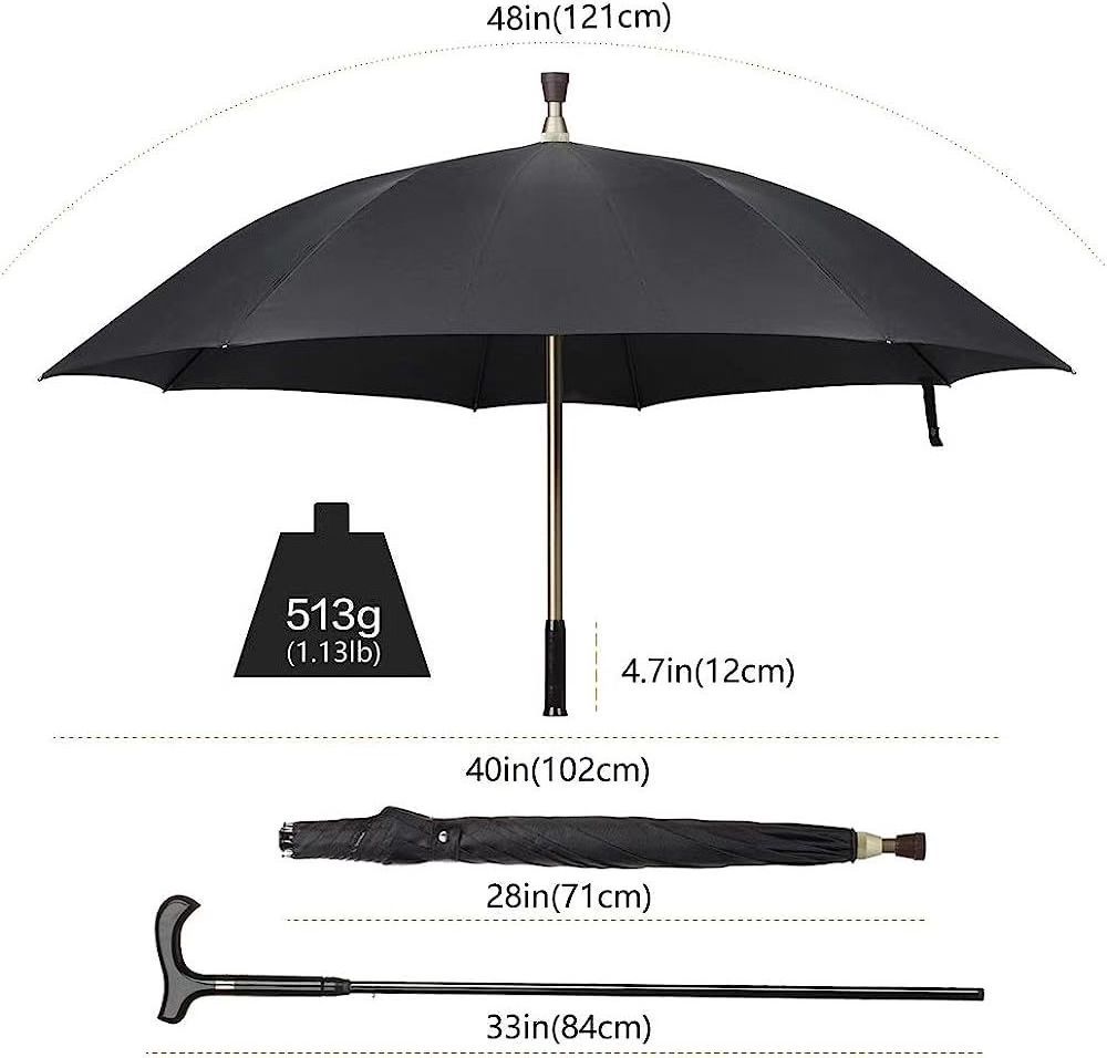 FINE OCEAN  Male Non-slip Walking Stick Male Windproof Long Handle Rain Gear Men Creative Cane Climbing Umbrella