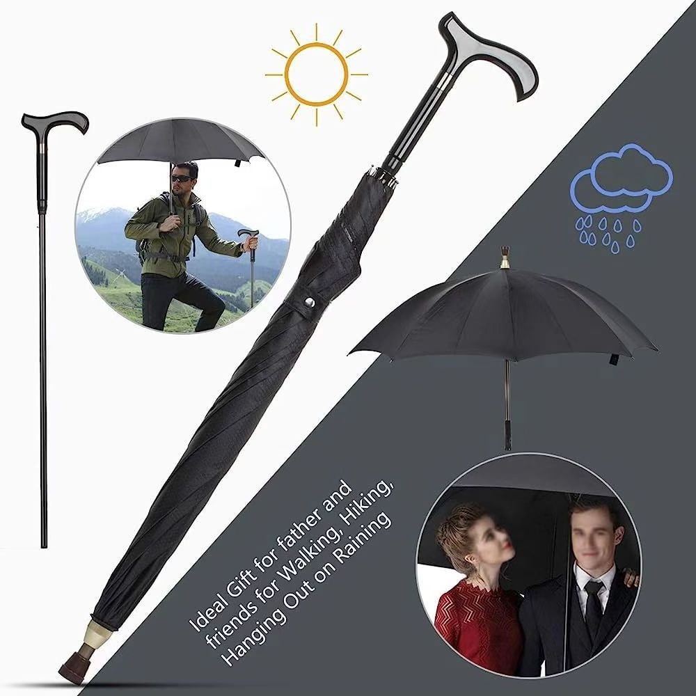 FINE OCEAN  Male Non-slip Walking Stick Male Windproof Long Handle Rain Gear Men Creative Cane Climbing Umbrella