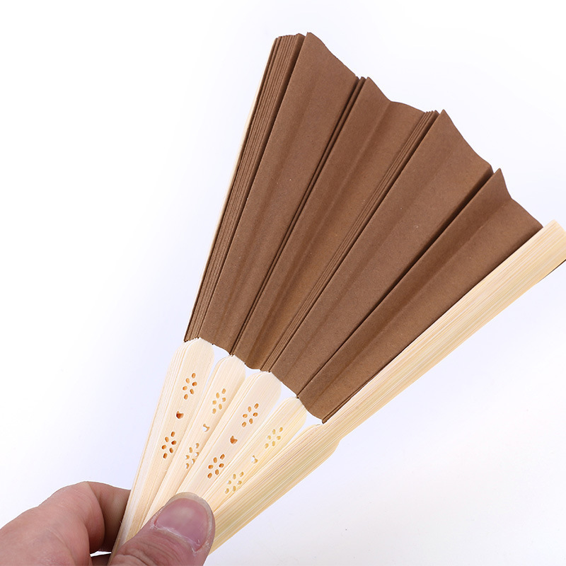 Fine Ocean Popular Diy Handmade Bamboo Handfan Colored Paper Hand Fan Blank Folding Fan For Children