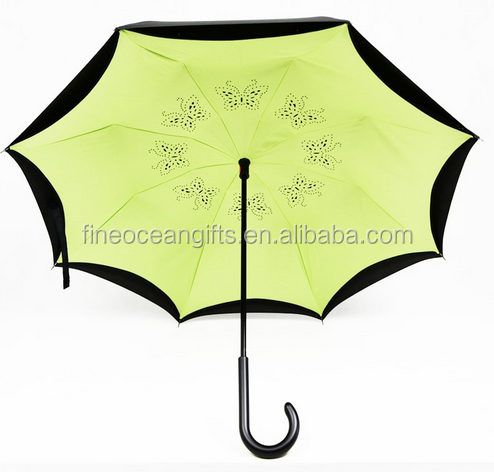 Upside Down Folded Cell Phone Brella Manufacturer Magicbrella C Shape Handle Inverted Umbrella