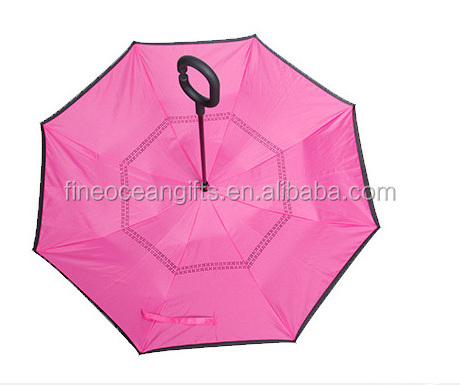 Upside Down Folded Cell Phone Brella Manufacturer Magicbrella C Shape Handle Inverted Umbrella