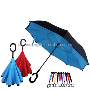 Upside Down Folded Cell Phone Brella Manufacturer Magicbrella C Shape Handle Inverted Umbrella