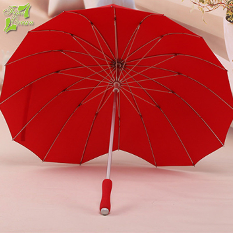 Fine Ocean Outdoor Waterproof Love Rain Chinese Nylon Fabric Wedding Parasol Red Heart Shape Umbrella