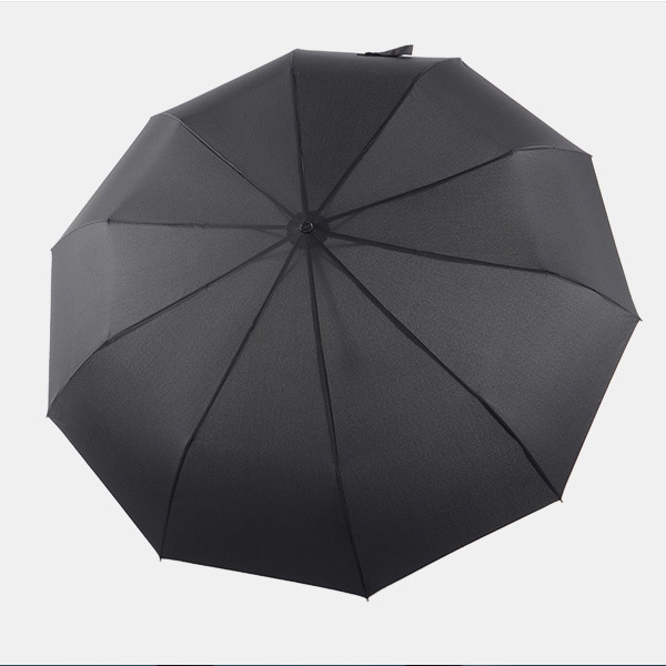 Auto open and close 3 fold travel three foldable black umbrella