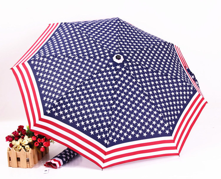 Promotional 3 folding American country flag umbrella