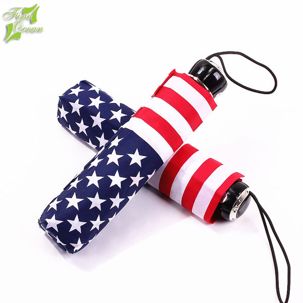 Promotional 3 folding American country flag umbrella