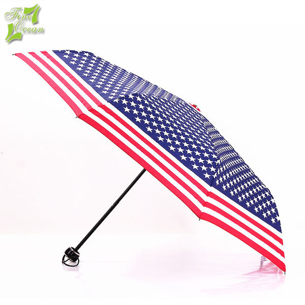 Promotional 3 folding American country flag umbrella