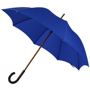 promotional cheap long wooden handle blue umbrella