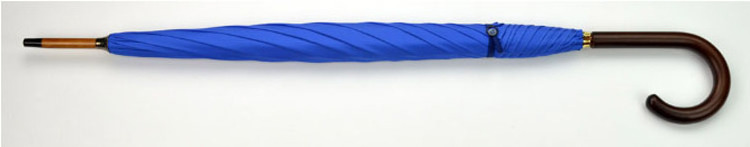 promotional cheap long wooden handle blue umbrella