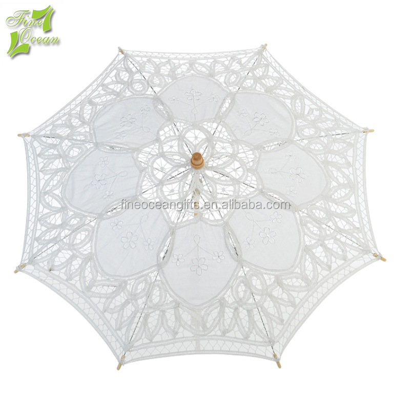 Fancy mini dolls battenburg lace embroidery wedding parasol umbrella