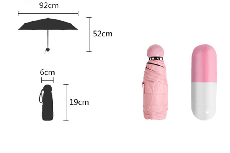 2020 latest design cute RPET small pocket size mini capsule 5 fold umbrella with plastic case