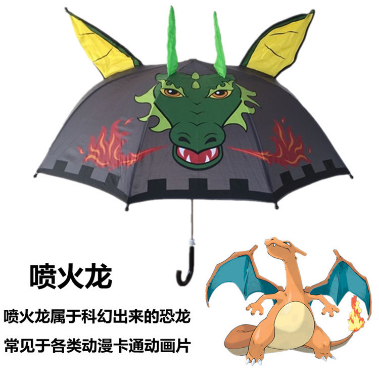 Fine Ocean Wholesale Customized Manual Carton Anime Children Umbrella Dinosaur Brolly