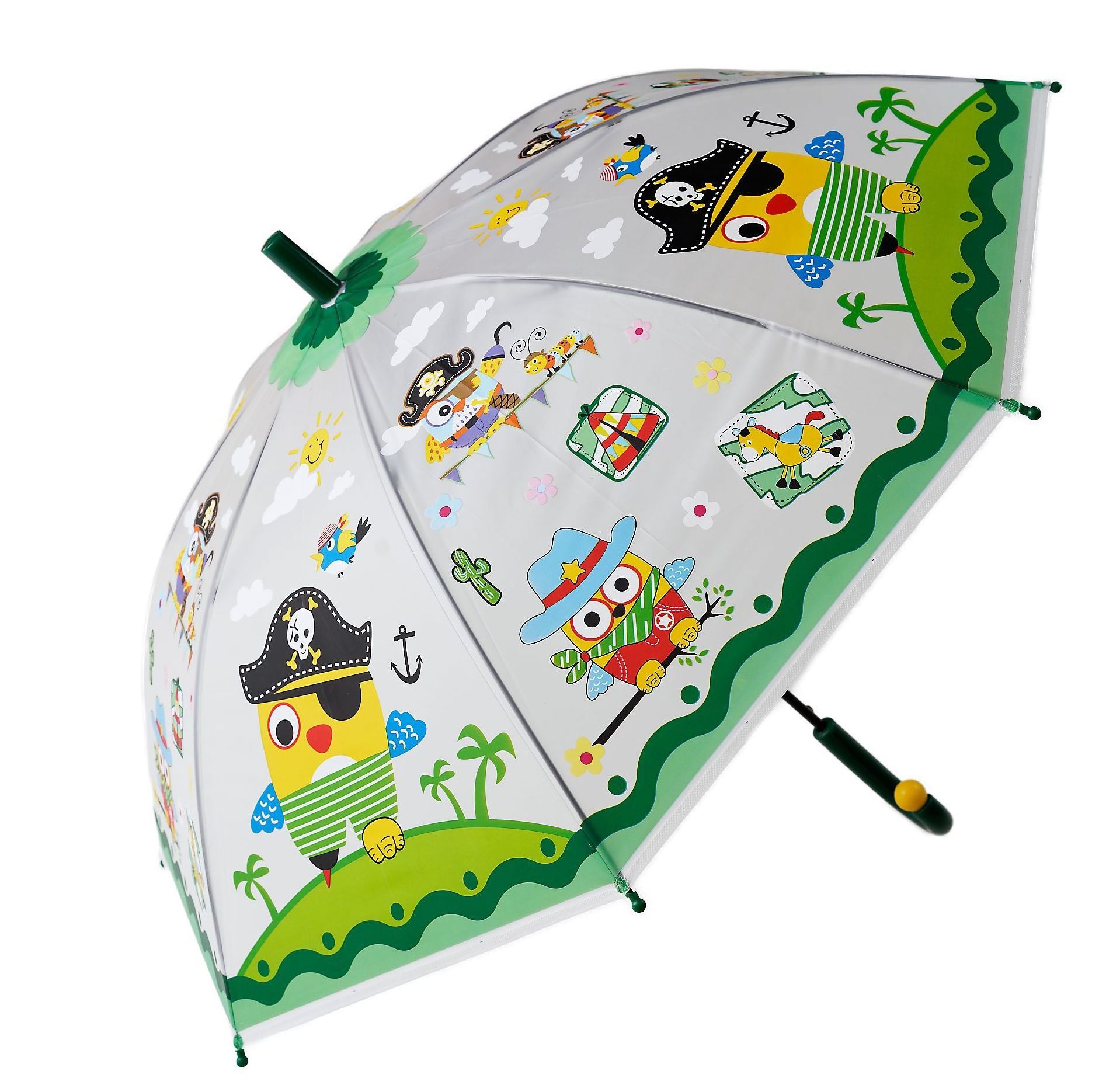 FINE OCEAN Cartoon Kids Umbrellas Eva Transparent Umbrella With Full Printing Cartoon Design Kids Umbrellas