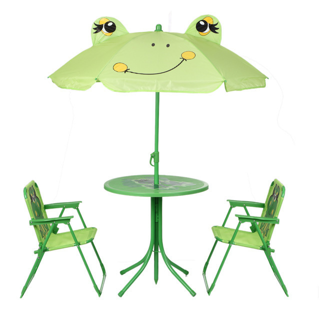 FINE OCEAN Garden Furniture Children Fold Up Portable Folding Table And Chair Set And Umbrella