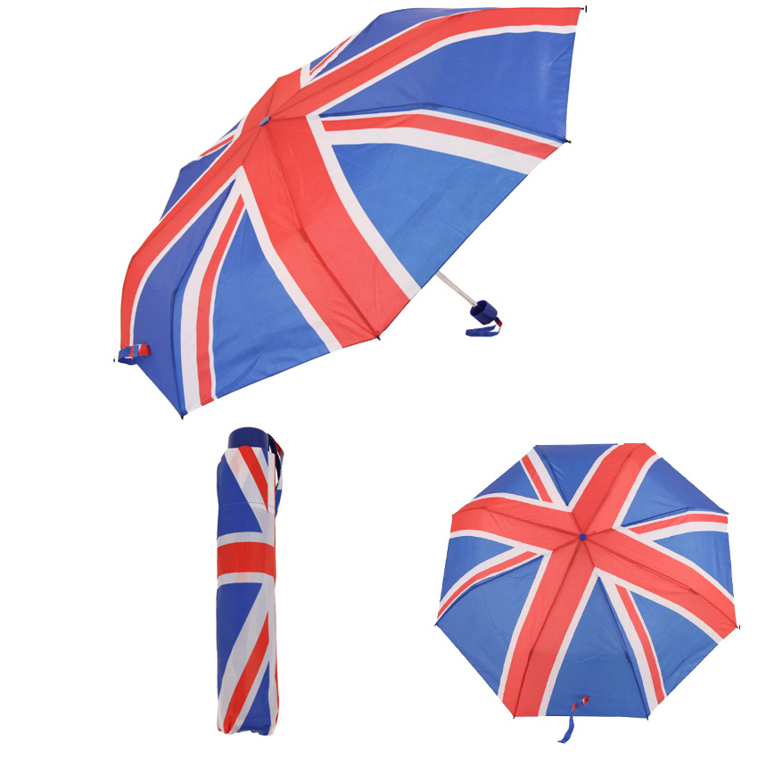 Fine Ocean 3 Folds Manual Open Close Umbrella Union Jack British UK Flag Parasol Mini Umbrella