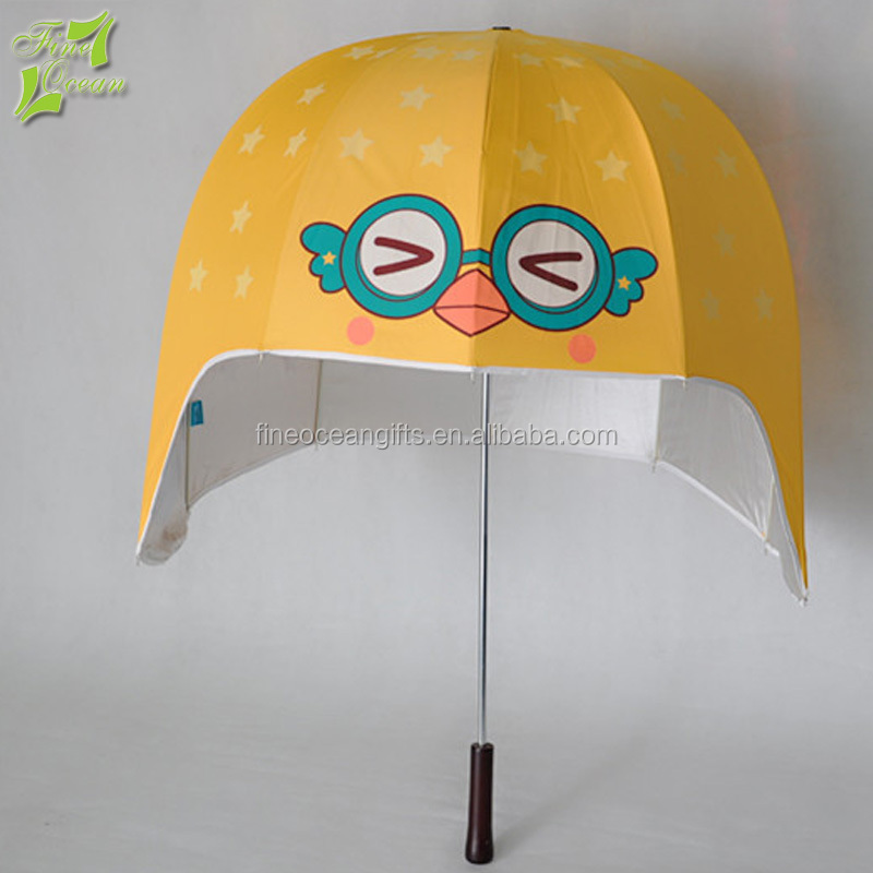 Good quality straight manual open plastic helmet hat shape umbrella