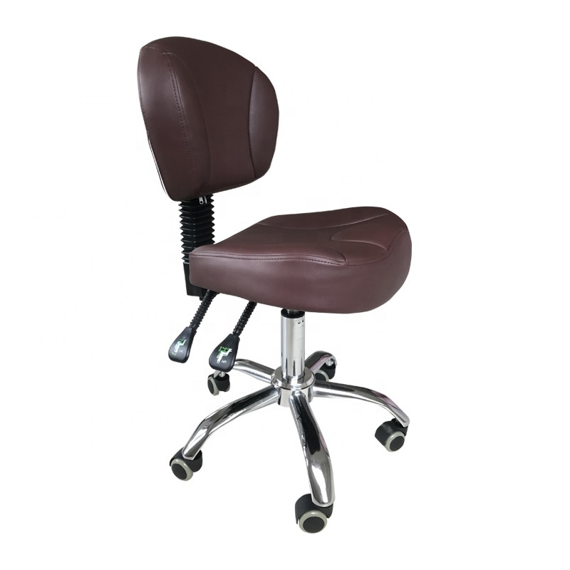 PU leather saddle stool swivel dental chair with armrest dentist stool chair