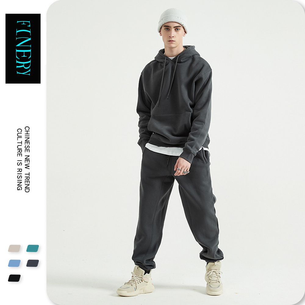 Wholesale Manufacturer Apparel Two Pieces Set Custom Fleece Oversized Hoodies&Sweatshirt Mens Jogger Set Tracksuits