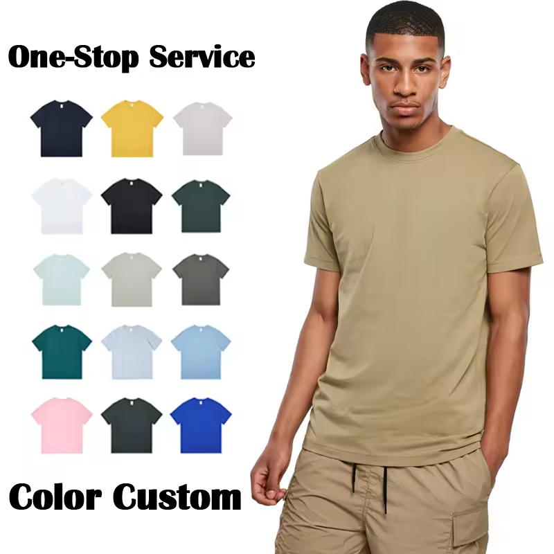 Wholesale Custom logo 230GSM 100%cotton solid color t shirt wholesale blank round neck regular fit tshirts for men