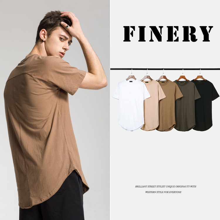 Oversized Men Urban Shirt Plain T Shirts in Bulk Wholesale Curved Hem 100%cotton Jersey Dyed Solid,solid Pattern Blank Casual