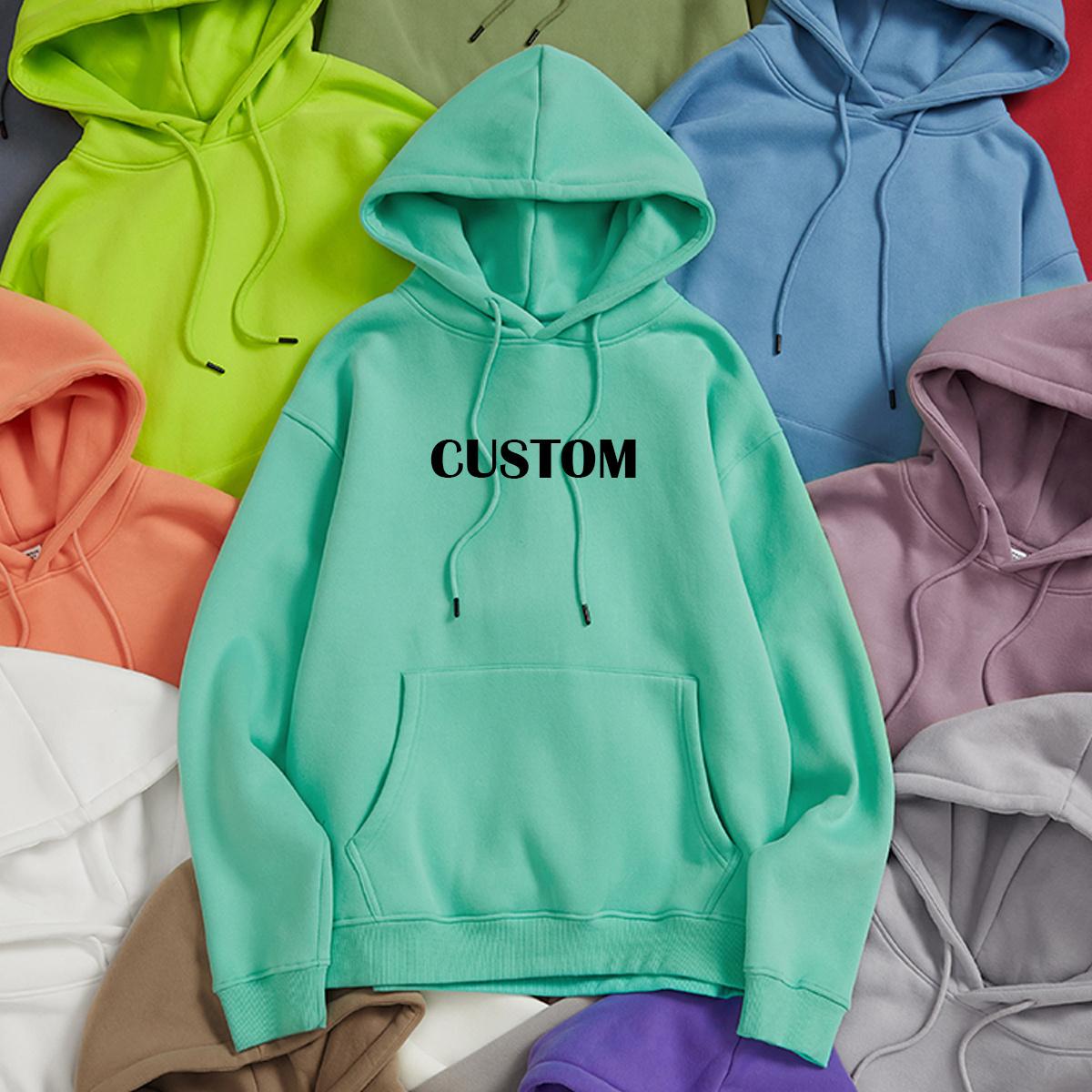 High Quality Custom Logo Cotton hooded pullover sweatshirt premium heavy fleece oversized hoodie  men's hoodies