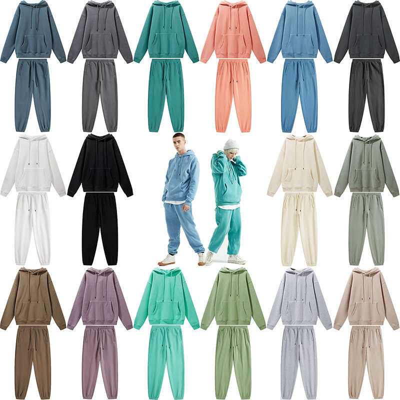 Wholesale Manufacturer Apparel Two Pieces Set Custom Fleece Oversized Hoodies&Sweatshirt Mens Jogger Set Tracksuits