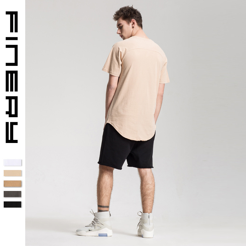 Oversized Men Urban Shirt Plain T Shirts in Bulk Wholesale Curved Hem 100%cotton Jersey Dyed Solid,solid Pattern Blank Casual