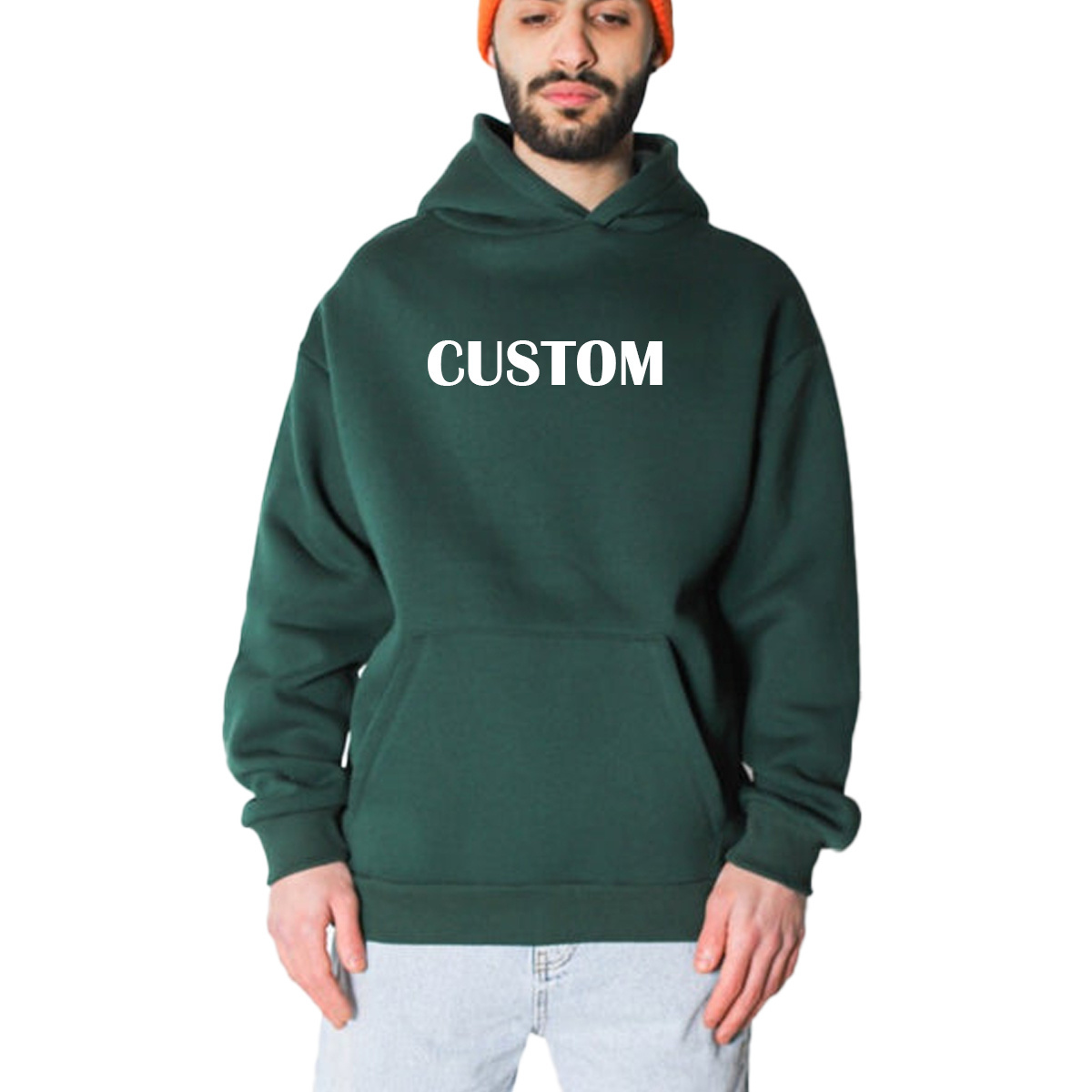 custom unisex puff print cotton polyester streetwear fleece embroidered mens heavyweight high quality 450 GSM essentials hoodie