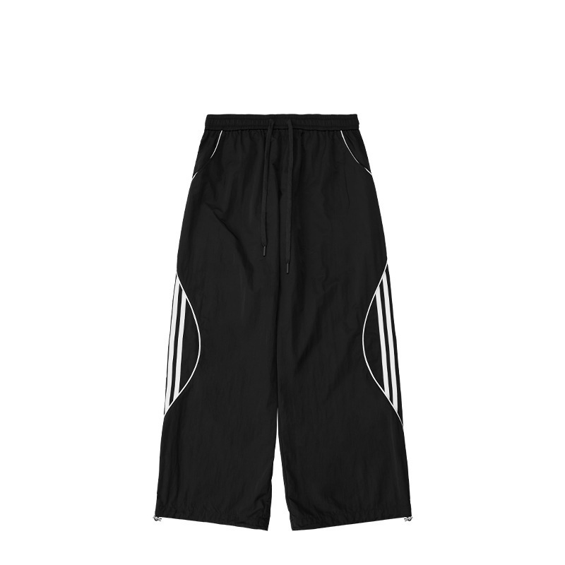 Lightweight 300gsm 40%nylon Wholesale Windbreak Track Sports Pants Straight Wide Leg Streetwear Casual Pants Trousers Men