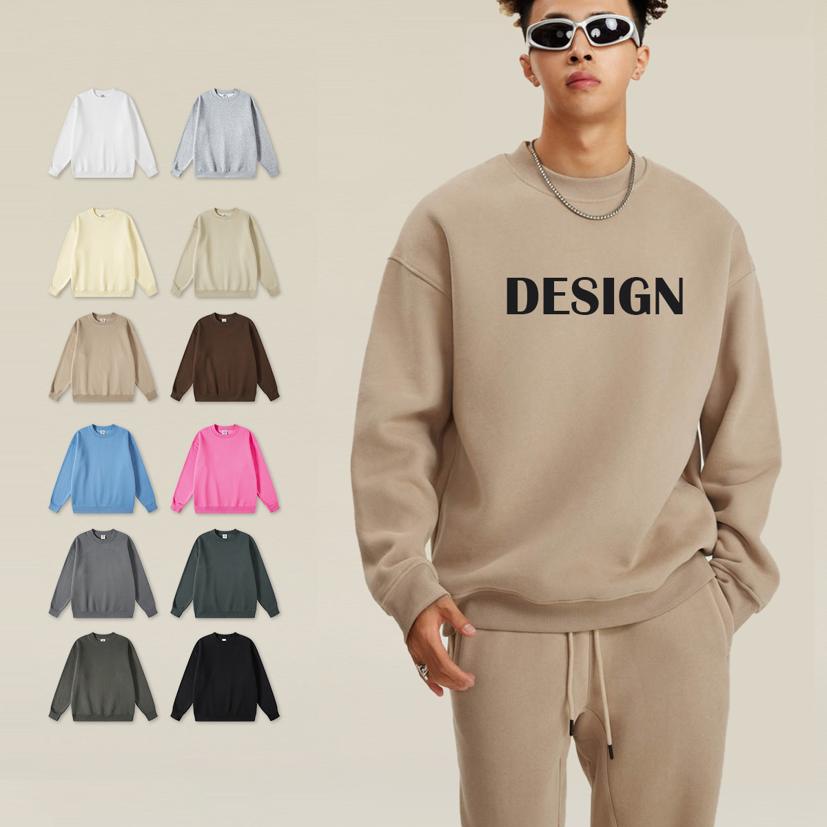 High Quality ODM Unisex Fleece Custom Logo Cotton Heavy Weight Crewneck Sweatshirt Men