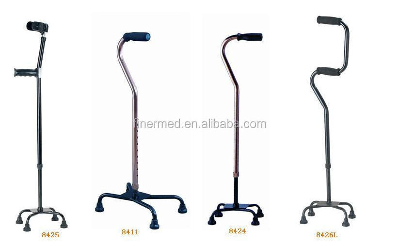 Heavy duty anodized adjustable folding Quad walking cane