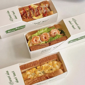 Eco-Friendly Food Grade Bakery Bread Shop To Go Sandwich Packaging Drawer Box Customize Cardboard Sandwich Box