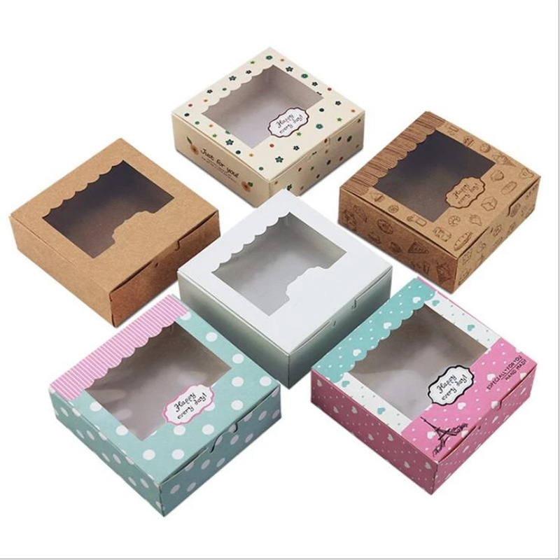 Donut Box Food Grade White Cardboard Pastry Packaging With Window For Donut Box