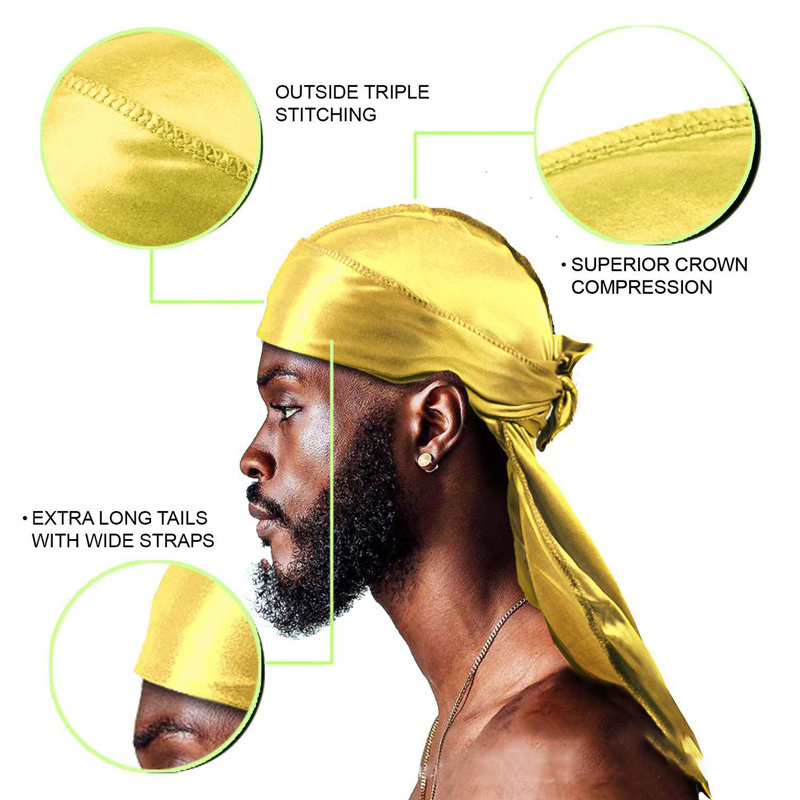 men's durag sport silky breathable hip hop du doo rag