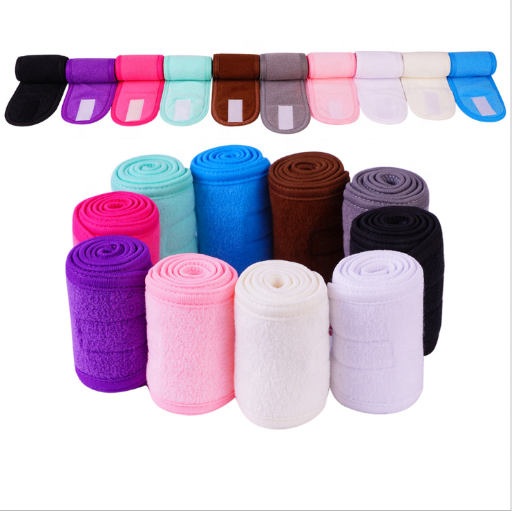 UNIQ Facial Spa Headbands Makeup Shower Bath Wrap Sport Headband Terry Cloth Stretch Towel with Magic Tape