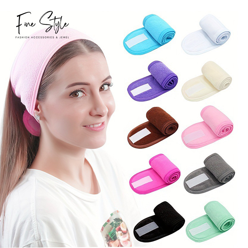 custom logo hair elastic microfiber hair towel wrap makeup custom bonnets headband for women with magic tape