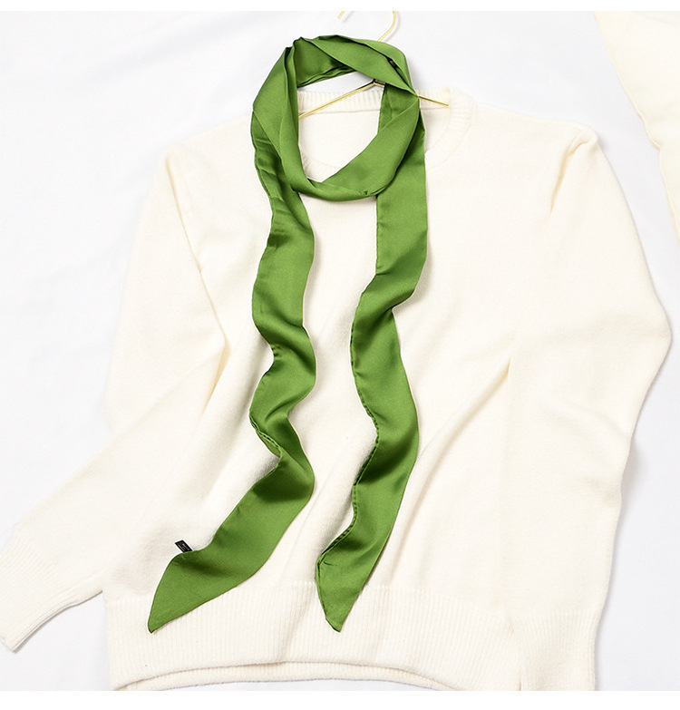 Finestyle Fashionable Satin Silk Narrow and Long Scarf Accessories for Women and Girls