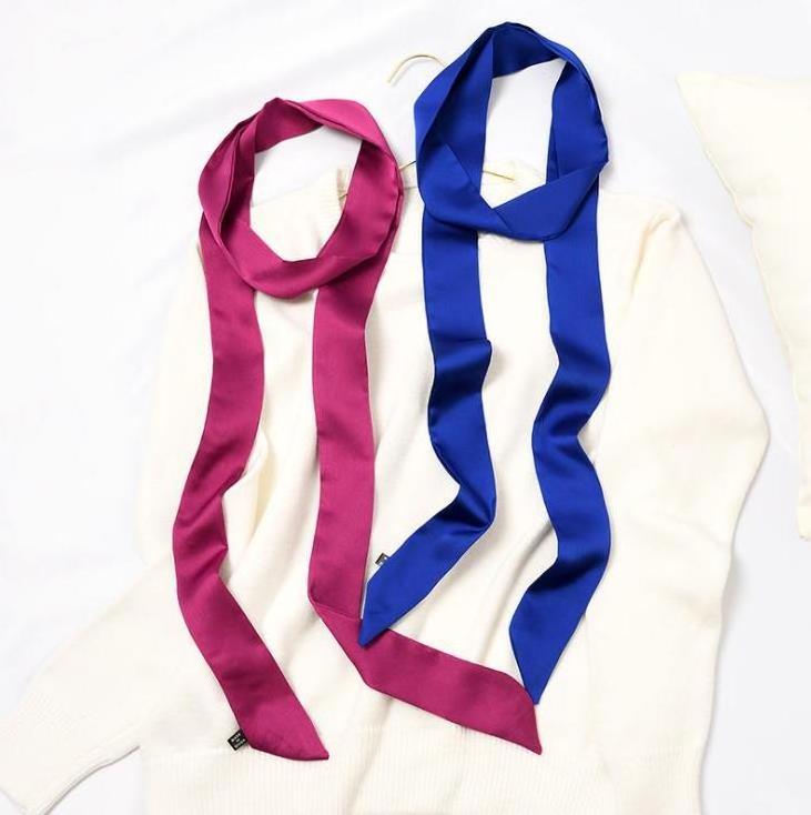 Finestyle Fashionable Satin Silk Narrow and Long Scarf Accessories for Women and Girls