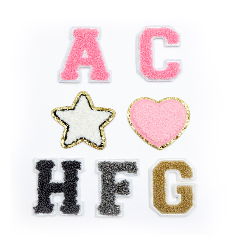 Stock Muliti Color Chenille Letters Wholesale Custom Letter Chenille Patches Iron On patches