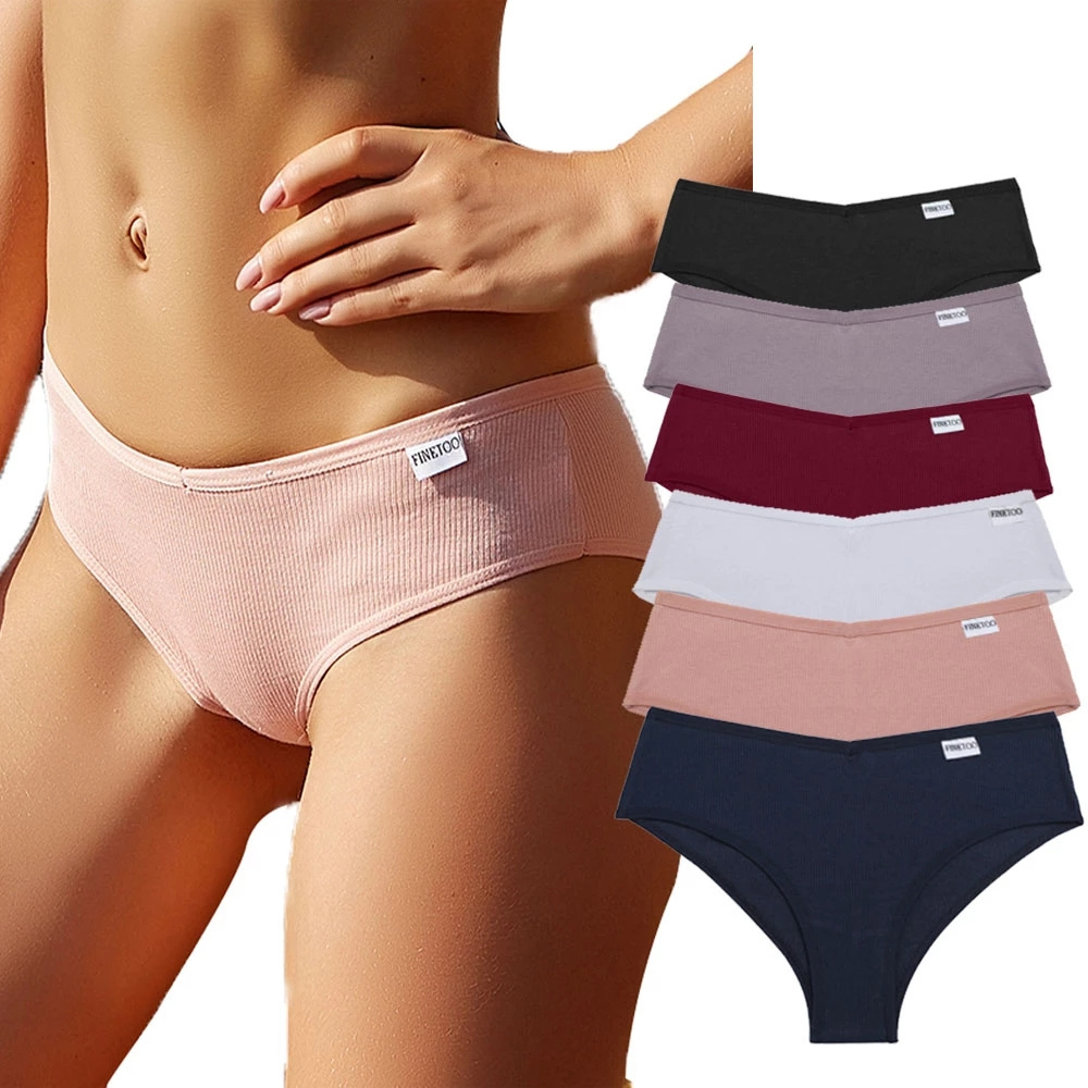 FINETOO Hot Women Cotton Panties Cheeky Underpants Ladies Underwear Comfortable Briefs Soft Panty Female Lingerie 6 Colors New