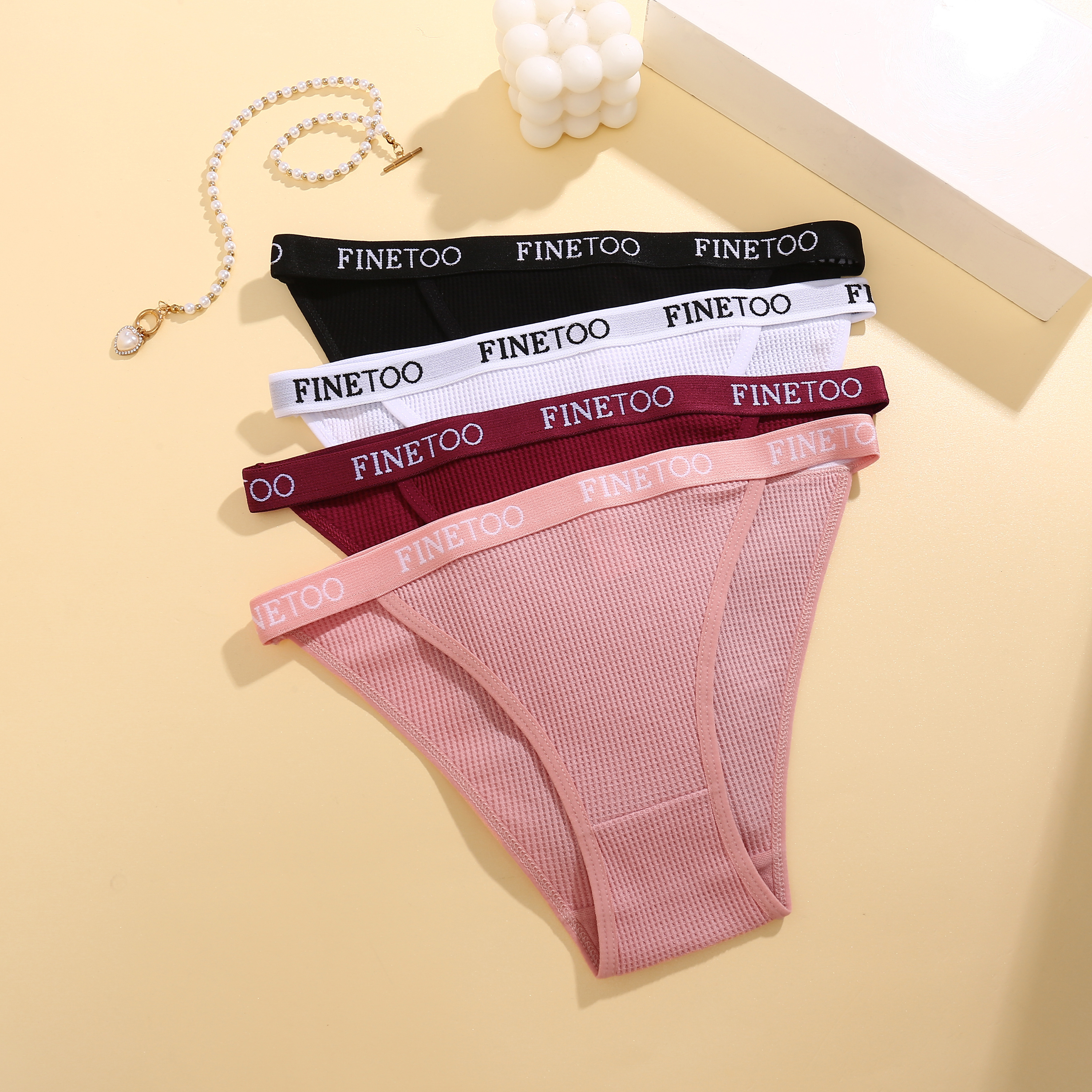 FINETOO Women's Cotton Panties Briefs S-XL Comfortable Underwear Ladies Letter belt Underpants Soft Panty Intimates New