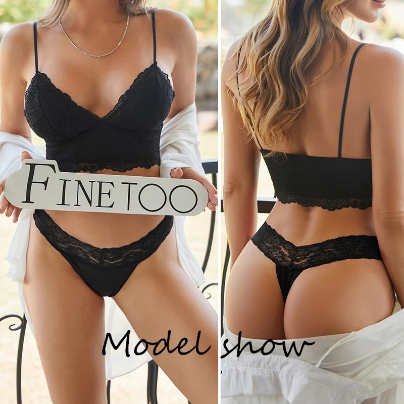 FINETOO  Cotton Striped Thongs Sexy Low-Rise Lace G-strings S-XL Women T-Back Underpants Comfortable Panties Lingerie